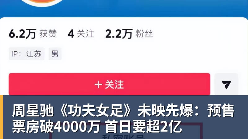 九游体育周星驰《功夫女足》未映先爆：预售票房破4000万 首日要超2亿